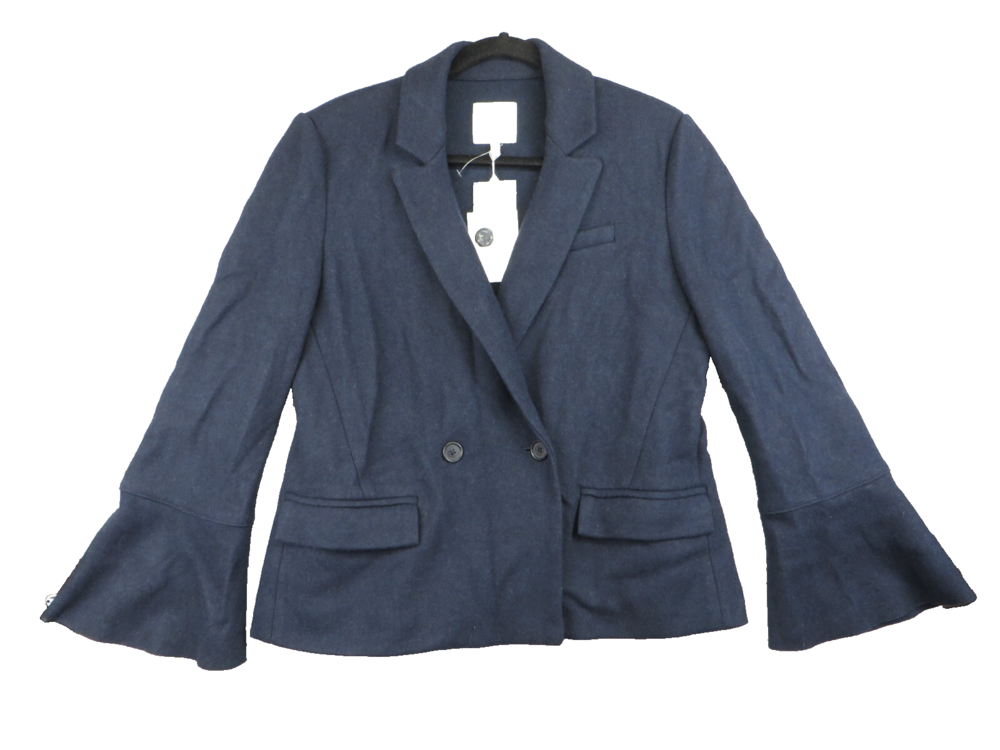 JOIE Blazer Womens 12 Dark Navy Tweed Collared Lined Single-Breasted Pockets